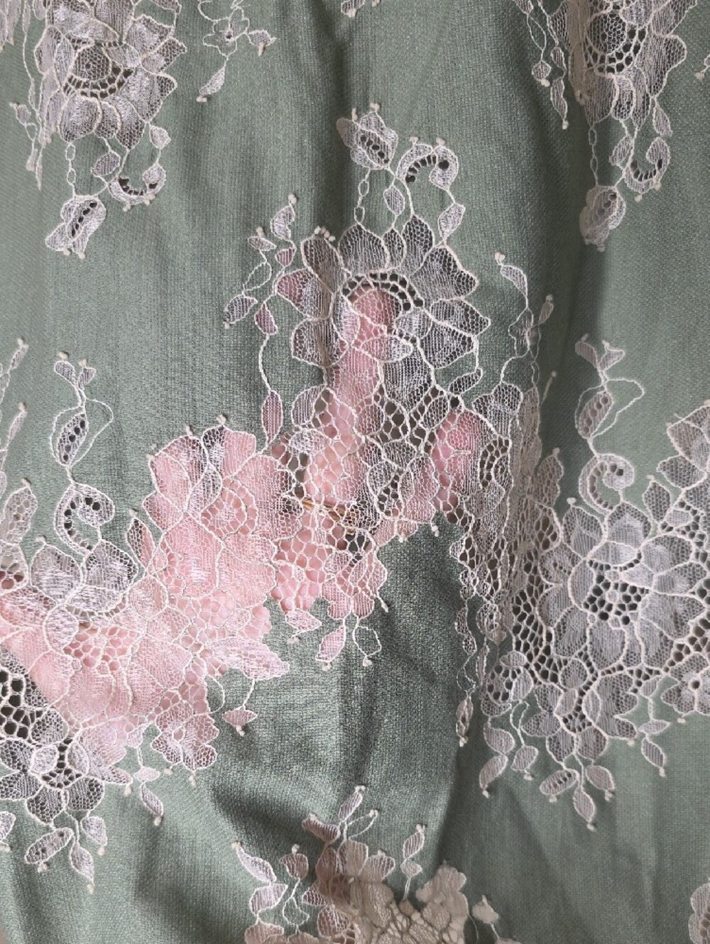 Linea by Louis Dell'Olio Size 12 Sage Lace Overlay Blouse - Picture 6 of 7